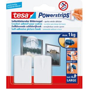Tesa schilderijhaak powerstrips wit wit Kunststof Tesa Ophanghaken (4.5000cm x cm)