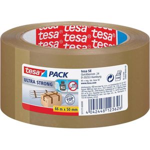 tesa - Ultra Strong – plakband van pvc, robuust en veilig – bruin – 66 m x 50 mm