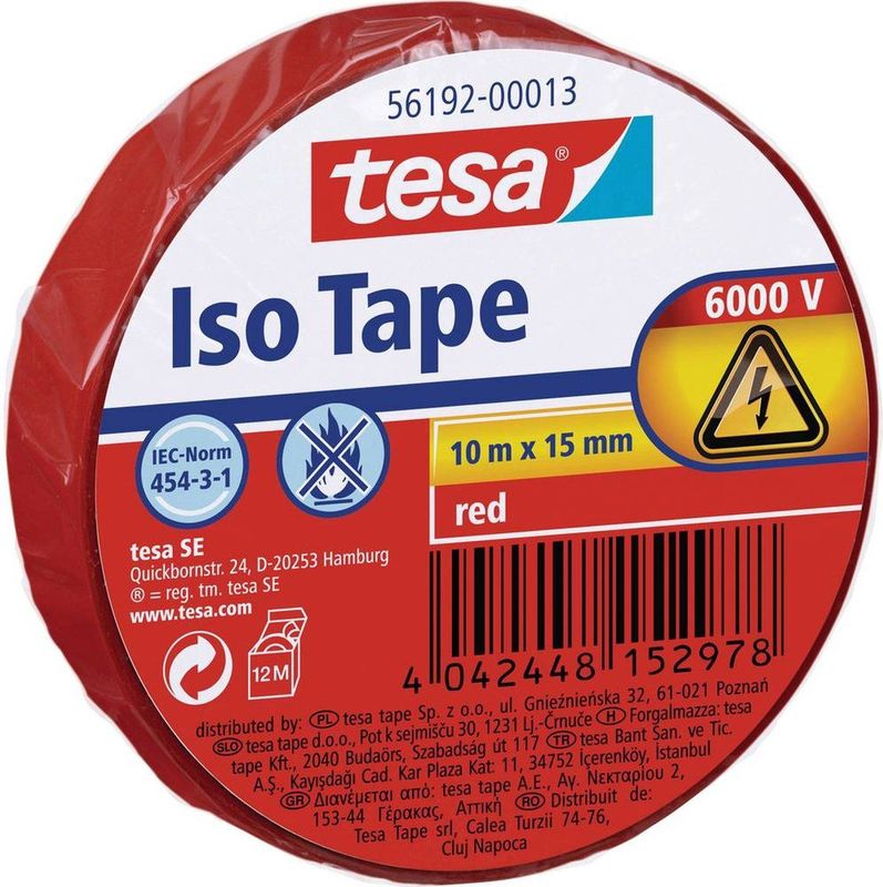 tesa 56192 00013Isolatietape Rood ( x b) 10 x 15 1 stuk