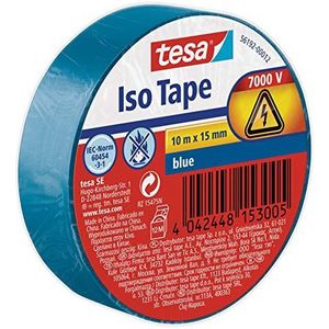 tesa Isolatietape, zelfklevende isolatietape, hittebestendig, voor isoleren, repareren en bundelen, 10 m, blauw