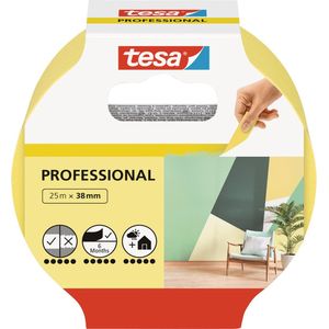 Afplaktape tesa prof 25mx38mm geel | 8 stuks