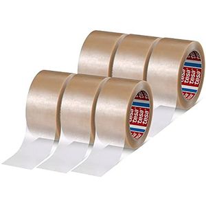 tesa Pack 4124 Premium PVC - verpakking van 6 stuks - pakketplakband van pvc-folie - verzendtape voor middelzware tot zware pakketten - geluidsarm afrollen - transparant - elk 66 m x 5 cm