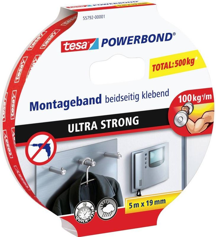 tesa ULTRA STRONG 55792-00001-02 Montagetape tesa Powerbond Wit (l x b) 5 m x 19 mm 1 stuk(s)