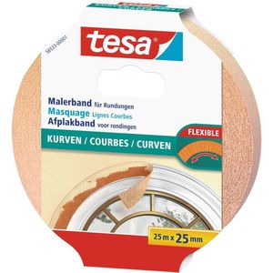 Tesa Flexibele Afplakband Voor Krommingen - 25 Meter X 25 Mm.
