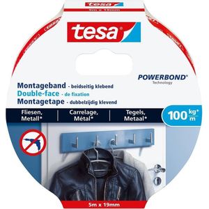 Tesa Montagetape Dubbelzijdig Voor Tegels & Metaal - 5 M X 19 Mm.