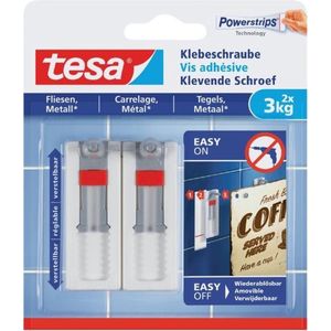 Tesa Powerstrips Verstelbare Klevende Schroef Voor Tegels & Metaal 3 Kg. - 2 Stuks