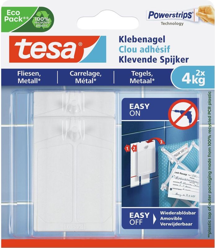 Tesa Klevende Spijker TegelMetaal 4Kg - 2 stuks