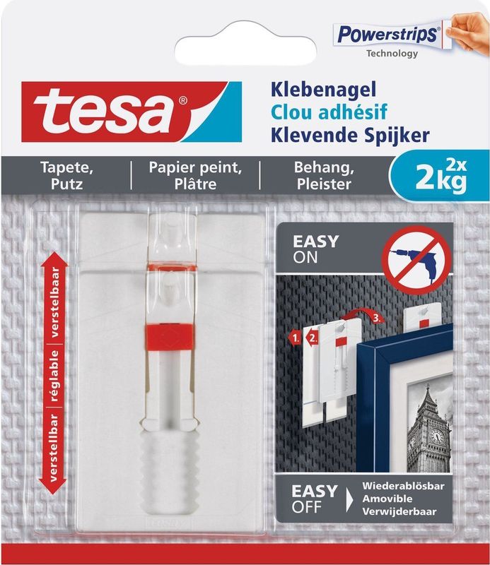 Klevende spijker Tesa behang en pleisterwerk verstelbaar 2kg