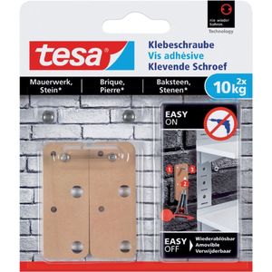 Tesa Klevende schroef - Voor steen en baksteen - belastbaar tot 10 kg - 2 stuks