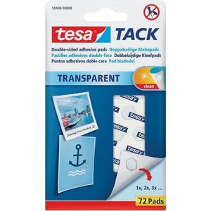 72x Tesa Tack plakrondjes/pads - Zelfklevend/dubbelzijdig tape - Plakrondjes/pads voor o.a. foto's, tekeningen en kaarten