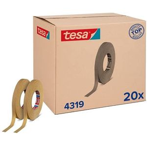 tesa 20 rollen crêpe 4319 schilderband voor bochten en bochten voor schilderwerk, 50 m x 15 mm, lichtbruin