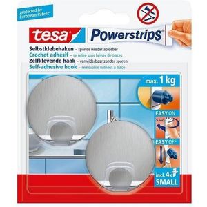 Tesa 57044 Powerstrips Haken Small Rond RVS - 2 Stuks