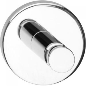 tesa Powerbutton Universal Haak, Small - Zelfklevende haak - Handdoekhaak, ophanghaakje - Draagkracht plakhaakje tot 5 kg - Verchroomd metaal, rond
