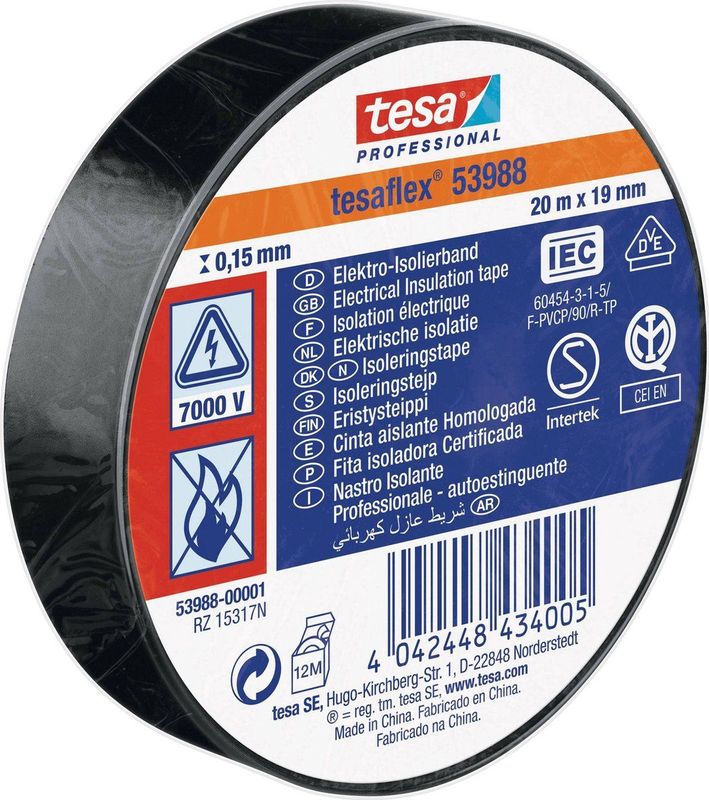 53988-00001-00 Isolierband ® Professional Schwarz (l x b) 20 m x 19 mm 1 St. - Tesa