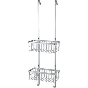 tesa Aluxx doucherek dubbel, hoogglans verchroomd aluminium, met haken, 750 mm x 250 mm x 163 mm