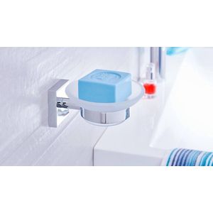 tesa® Ekkro zeephouder, hoogglans verchroomd metaal, zelfklevend, 128 mm x 109 mm x 53 mm