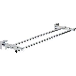 tesa® Hukk dubbele handdoekhouder, hoogglans verchroomd metaal, zelfklevend, 156 mm x 700 mm x 50 mm