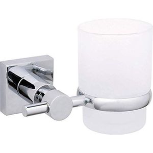 tesa® Hukk bekerhouder, hoogglans verchroomd metaal, zelfklevend, 95 mm x 127 mm x 96 mm