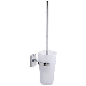 tesa® Klaam toiletborstelhouder, verchroomd metaal, zelfklevend, 416mm x 92mm x 131mm