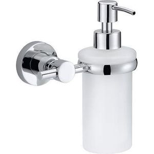 tesa® Loxx vloeibare zeeppomp, hoogglans verchroomd metaal, zelfklevend, 105 mm x 127 mm x 171 mm