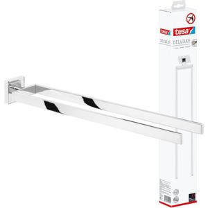 tesa® Deluxxe handdoekhouder, zelfklevend, verchroomd, prachtig ontwerp, 100% roestvrij, 448 mm x 74 mm x 50 mm