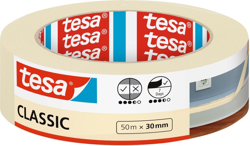 tesa Classic 52805-00000-03 Schilderstape Wit (l x b) 50 m x 30 mm 1 stuk(s)