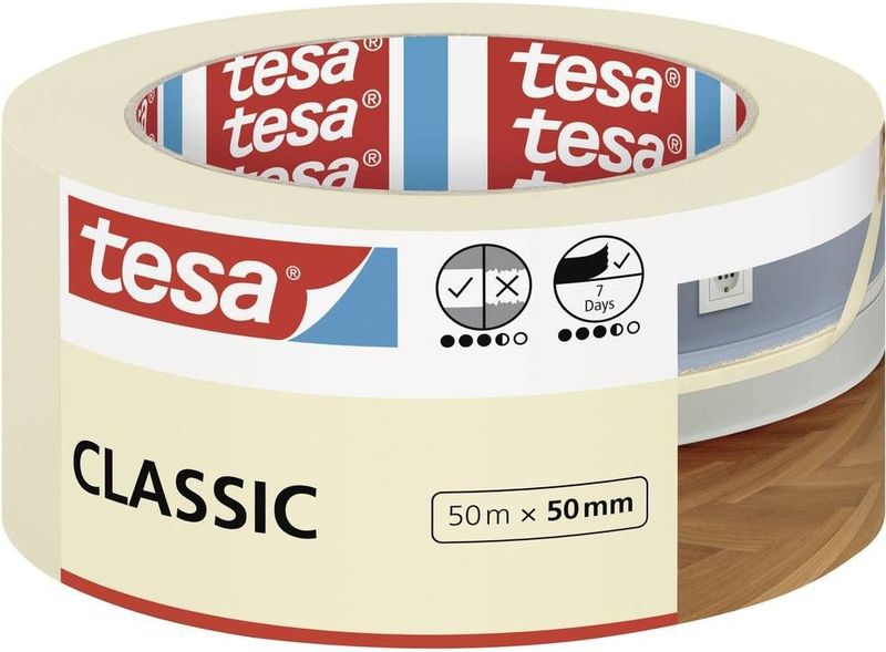 tesa - Classic 52807-00000-03 - Schilderstape - Wit - 50 m x 50 mm - 1 stuk