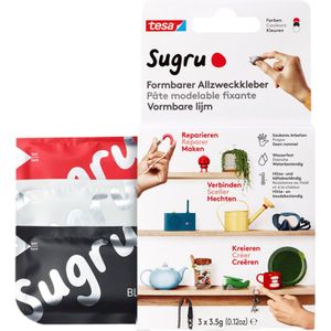 Tesa - Kneedbare lijm Sugru 41232 3 pak zwart wit rood | Pak a 3 stuk | 10 stuks