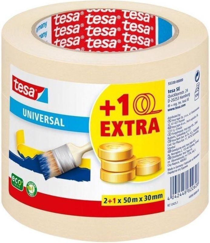 Tesa - Universal Masking Tape - Afplaktape - 50m x 30mm - 3 Stuks