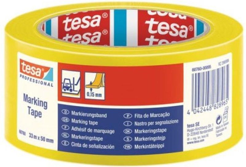 Markeringstape tesa 60760 pvc 50mmx33m geel | Stuk a 1 rol