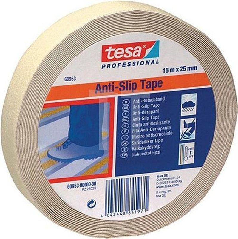 Tesa - Antisliptape - Beige Fluorescerend - Lengte 15 m - Breedte 25 mm - 6 Stuks