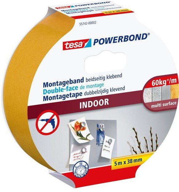 tesa - Powerbond Indoor - Klustape - Wit - 5 m x 38 mm