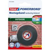 Tesa Montagetape Outdoor Dubbelzijdig Klevend Zwart 1,5m x 1,9cm