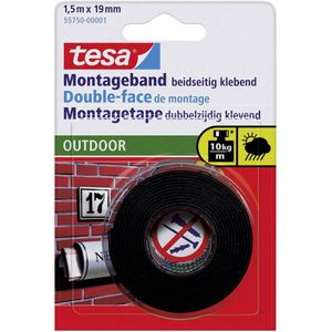 Tesa Montagetape Outdoor Dubbelzijdig Klevend Zwart 1,5m x 1,9cm
