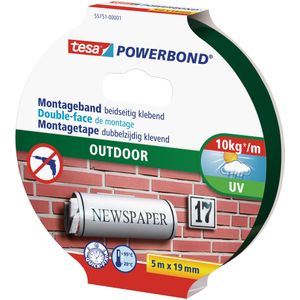 Tesa 55751-00001-03 Powerbond Outdoor tape | dubbelzijdig | zwart | 19 mm x 5 m
