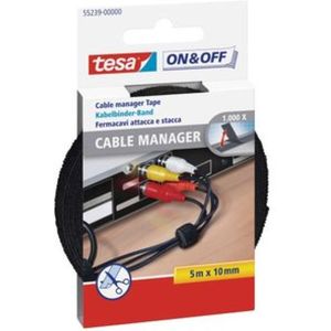 TESA On & Off 55239-00-00 Klittenband kabelbinder Om te bundelen Haak- en lusdeel (l x b) 5000 mm x 10 mm Zwart 1 stuk(