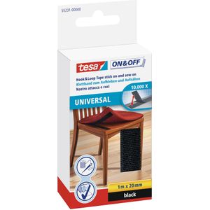 1x Tesa klittenband zwart 1 mtr x 2 cm - Klusbenodigdheden - Huishouden - Naaibenodigdheden - Tesa - Klittenband/velcro - Haak/lus deel - Naaibare klittenbanden