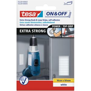 12 x Tesa Klettstreifen On & Off Extra Stark 50mmx10cm weiß 2 Stück