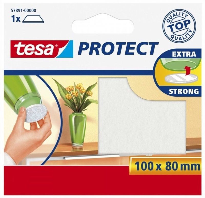 Tesa antikras meubelvilt wit zelfklevend 8 x 10 cm - Viltglijders - Meubelbeschermers wit