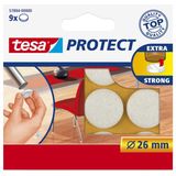 9x Tesa meubelvilt rond wit 2,6 cm - Vloerbescherming - Beschermvilt - Meubelvilt - Viltglijders - Anti-kras vilt