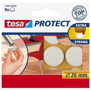 9x Tesa meubelvilt rond wit 2,6 cm - Vloerbescherming - Beschermvilt - Meubelvilt - Viltglijders - Anti-kras vilt
