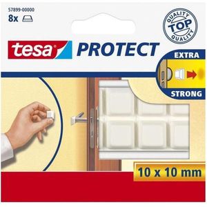 8x Tesa beschermblokjes/buffers wit 1 cm - Klusbenodigdheden - Huishouding - Stootdempers - Beschermblokken/beschermbuffers - Stootnopjes - Bescherming tegen deurklinken