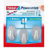 Tesa Powerstrips Haken Ovaal Small Mat Chroom 3 Stuks