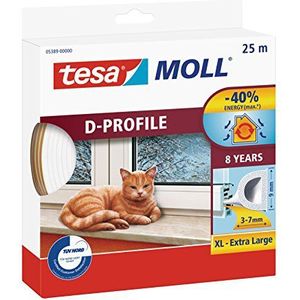 tesa - D-Profiel Tochtstrip - Wit - Rubber - Voor Raam- en Deurspleten