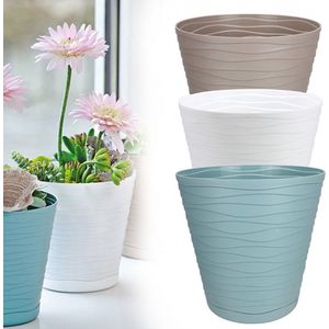 Bloempot - plantenpot - set van 3 - kunststof - pastelkleuren - 13 cm breed en 13 cm hoog