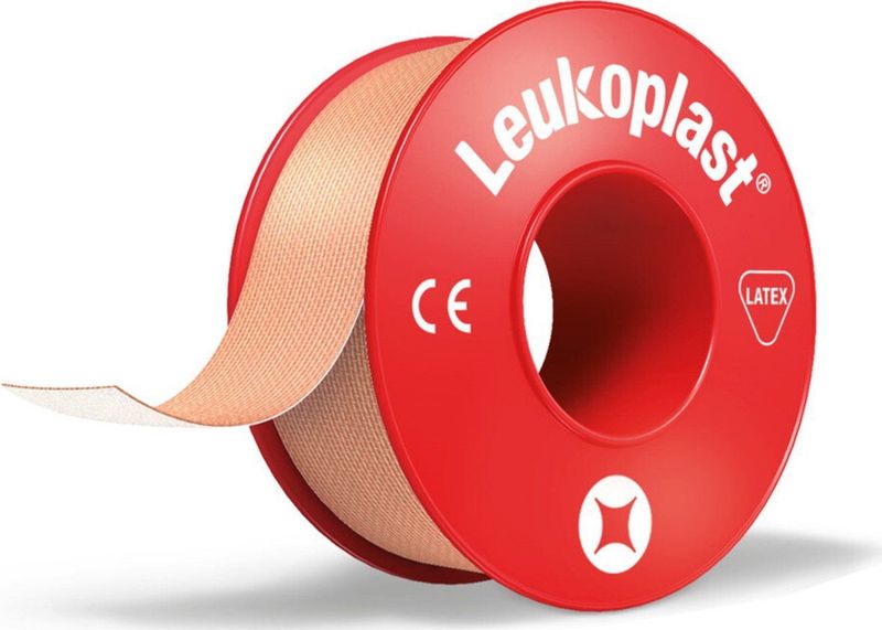 Leukoplast, hechtpleister met klemring 1,25cm x 5m, doosje 24 stuks