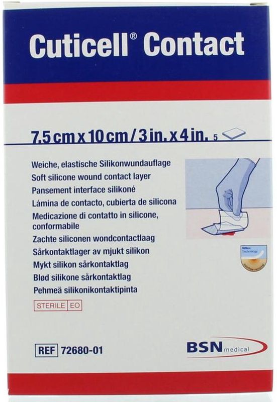 Cuticell Contact Siliconen Wondlaag 7,5 x 10 cm - 5 Stuks