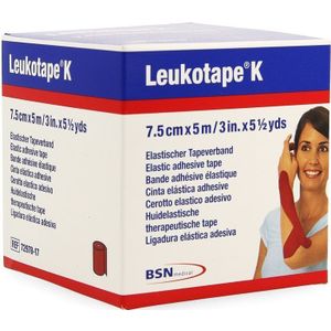 Leukotape - K - Kleefverband - Rood - 7,5cm x 5m