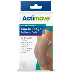 Actimove Everyday Supports Kniebandage met gesloten knieschijf - vaste compressie, robuust - Helix Design - bij overbelasting en chronische kniepijn, beige, L