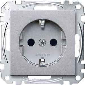 Merten MEG2300-0460 SCHUKO-stopcontact, verhoogde contactbescherming, stekkerklemmen, aluminium, systeem M